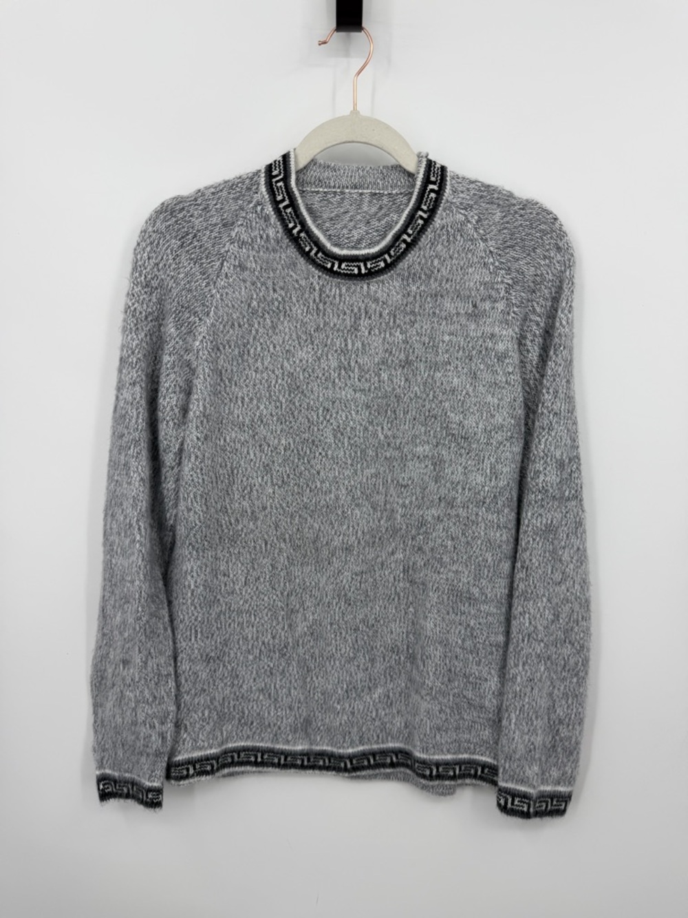 Alpaca Women’s‎ Pullover Long Sleeve Alpaca Soft Sweater Sz M gray Marled black